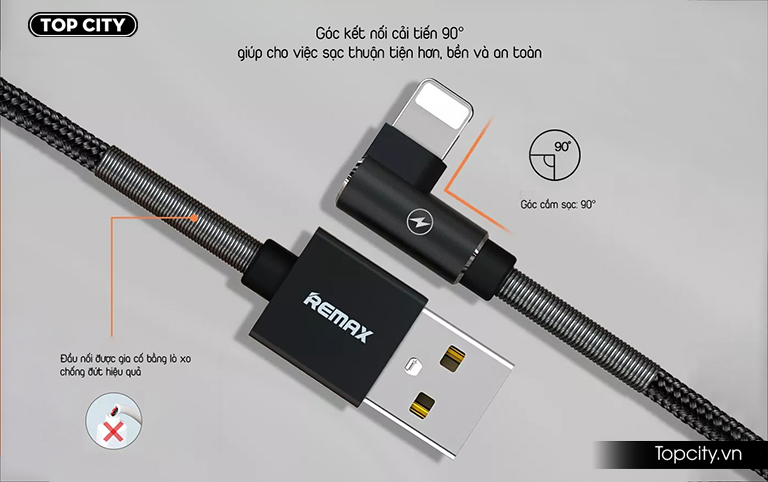 Cáp sạc vải quấn lò xo 2 đầu Micro USB Remax RC-119m 5